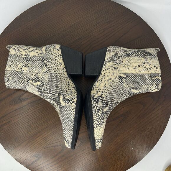 Matisse Avery Ankle Boots Women's 8.5M Beige Snakeskin Print Leather Pointed Toe - Picture 6 of 16